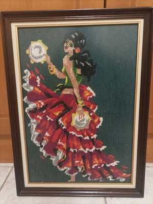 Embroidered painting with cross-stitch like new