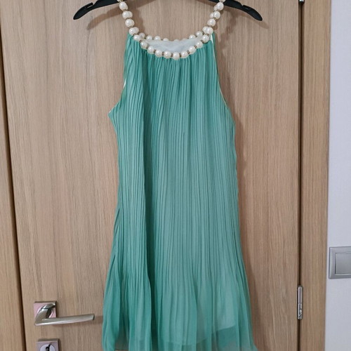 Dress like new with pearl neckline, mini length and lining, size S