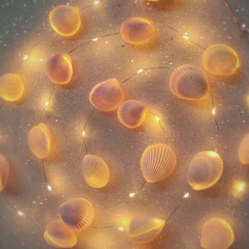 Shell lighting garland handmade, 2 meters