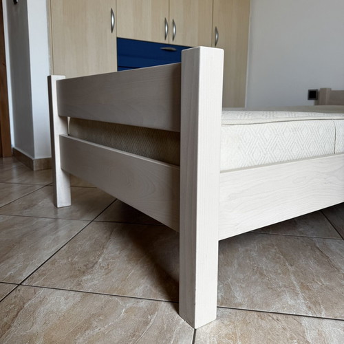 Single wooden children's bed with mattress used, moderate condition