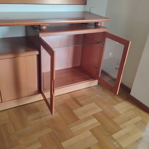 Living room furniture set cherry wood with lighting, like new