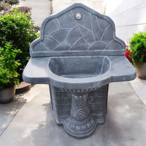Debora Concrete Garden Fountain in Gray and White, New