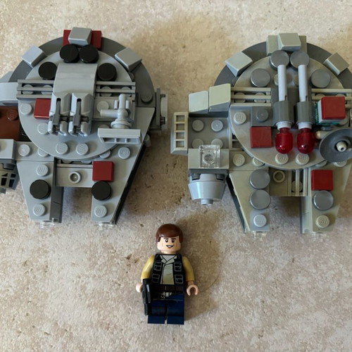 Millennium Falcon with Han Solo LEGO Star Wars set used, pack of 2 with minor missing pieces