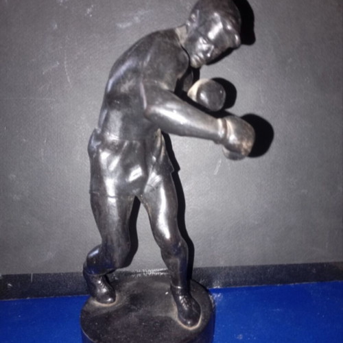 Boxer figurine vintage Soviet cast iron sculpture 1977