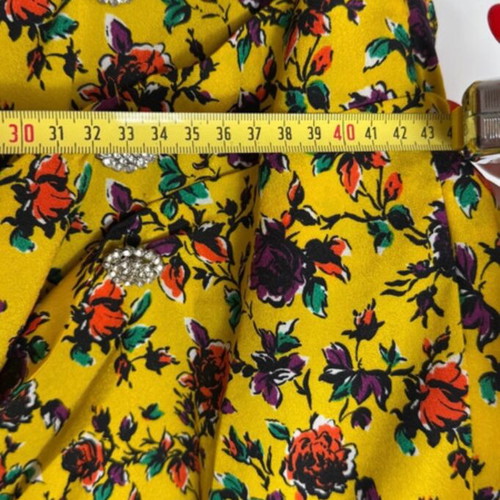 Zara yellow floral mini skirt medium with rhinestones used