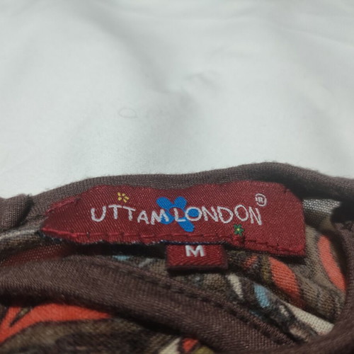 Uttam London vintage boho dress with long sleeves and criss-cross back, like new, size M