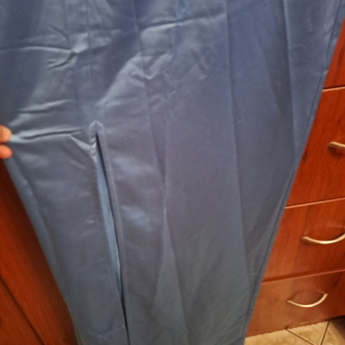 Mind Matter long dress with slit sky blue size small satin new