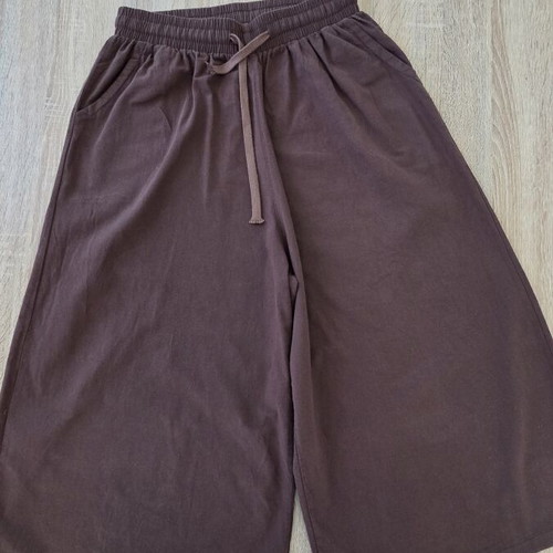 Zara T-shirt and dark brown culotte pants