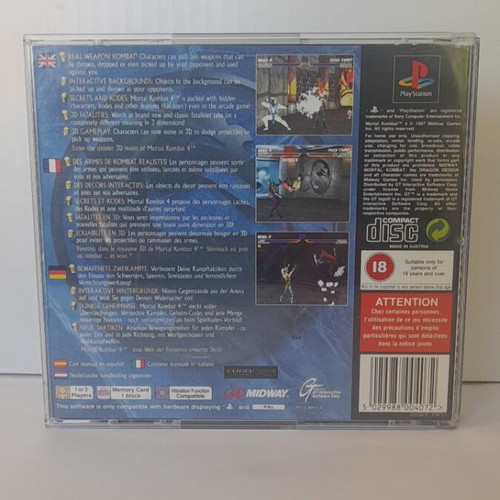 Mortal Kombat 4 PS1 like new, English version with manual