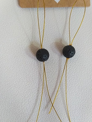 Handmade earrings with lava stones new, black and gold