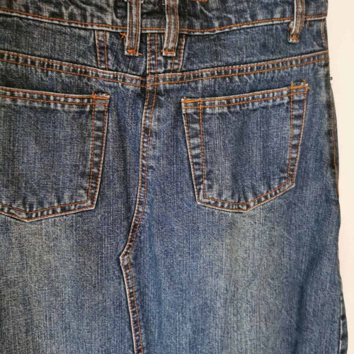 Madoc Jeanswear long denim skirt with fur appliques