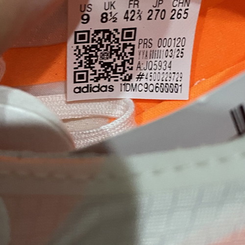 Adidas Adizero Avanti running shoes new, size 42.5, white and orange