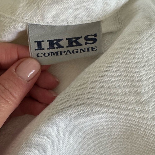 Ikks white linen 3/4 short jacket like new with side buttons