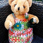  Συλλεκτική vintage αρκουδίτσα - χειροποίητο φορεματάκι