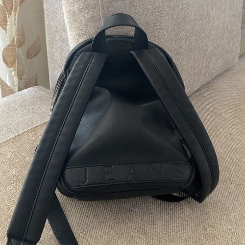 Tommy Jeans women's backpack, black with silver details