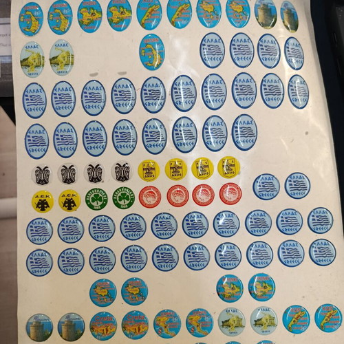 Vintage 3D stickers page used, laminated