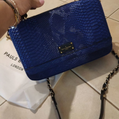 Paul's Boutique shoulder bag new, electric blue with embossed snake pattern