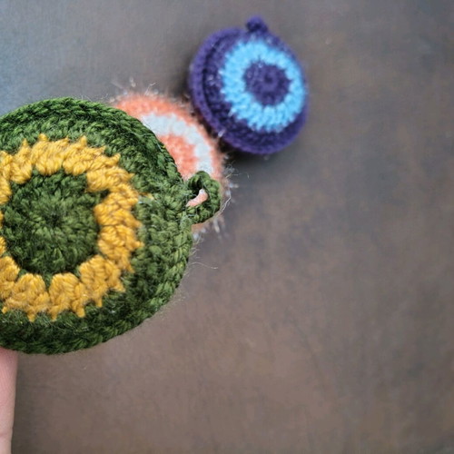 Handmade knitted keychains set of 3, colorful, new