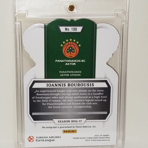 Panini Crown Royale Euroleague Red Crystal 2023/24 Autographed Card Ioannis Bourousis