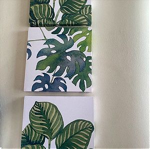 Tropical leaves canvas print 3 τεμάχια