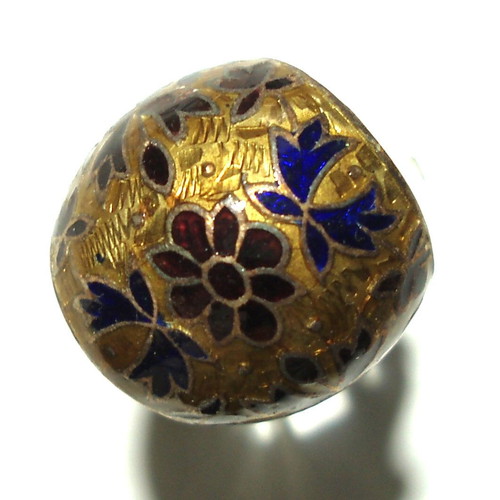 Old Indian silver ring with enamel like new, multicolored