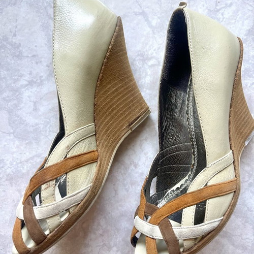 Rollini leather wedge sandals size 39, retro style