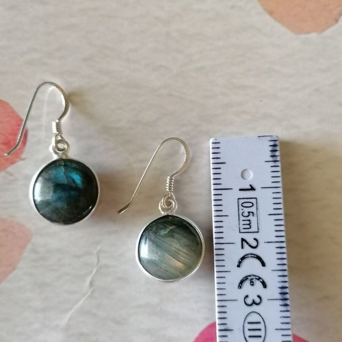 Silver 925 Earrings with Natural Labradorite New