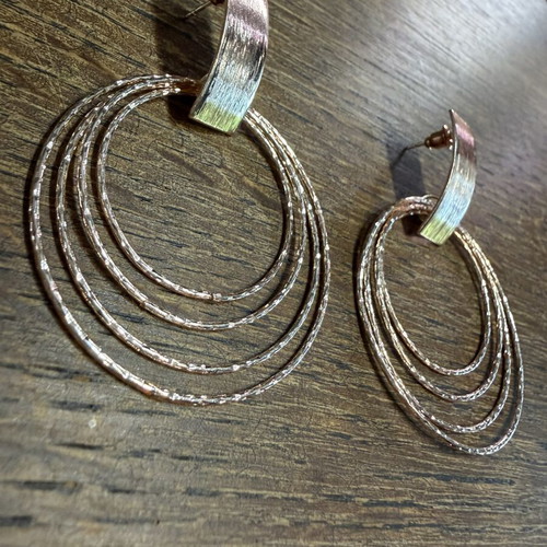 Hoop earrings new, pink gold tone
