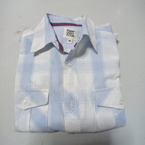 Paper Denim & Cloth Men's Short Sleeve Shirt new, size M, white blue