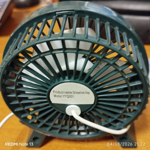 Small USB table fan like new, for computer and power outlet