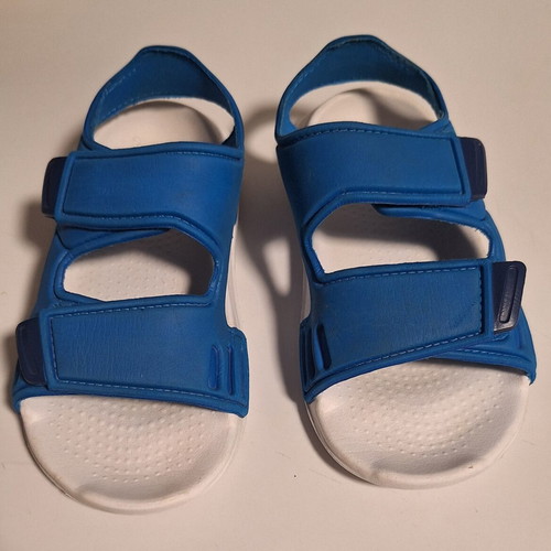 Adidas Adilette kids sandals blue and white