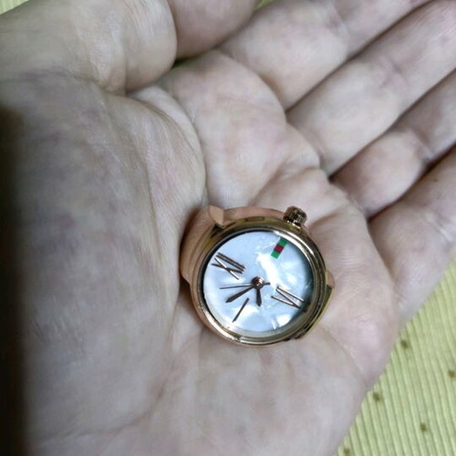 Vintage mini women's ring watch new, white pink