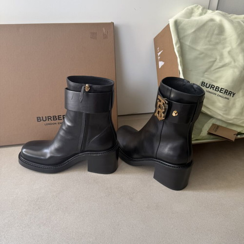 Burberry women's black leather ankle boots new