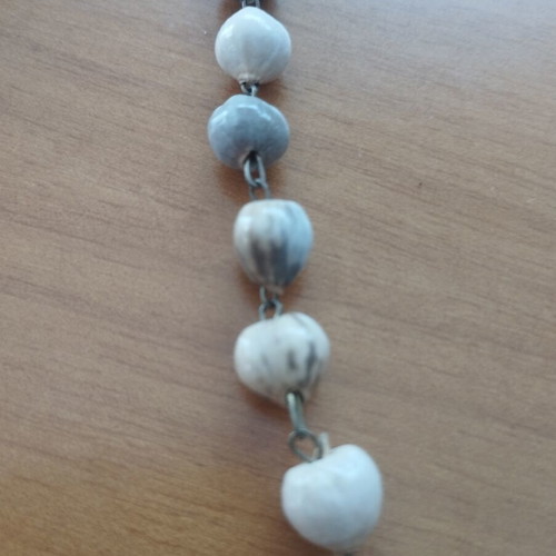 Handmade rosary prayer beads with wood and purple stones, 38 cm, new