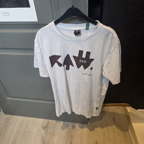 G-Star Raw men's white and brown T-shirt, size M