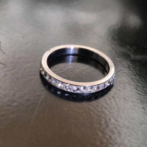 Eternity ring stainless steel with zirconia like new, size 19