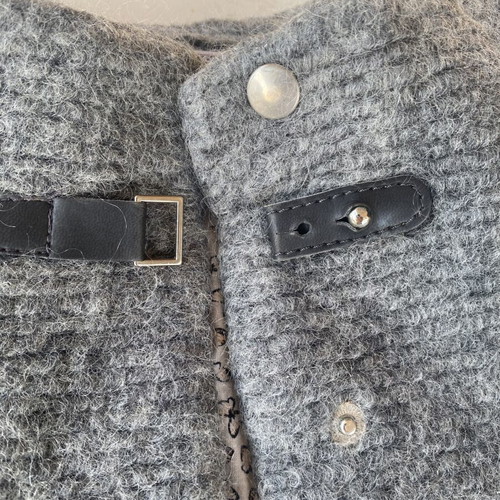 Zara baby grey Montgomery-style coat with leather pockets