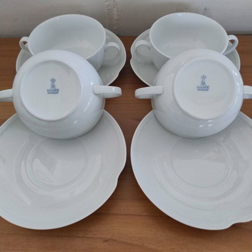 Set of 4 luxury porcelain consommé bowls A.K.Kaizer Germany like new