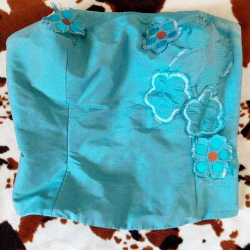 Raxevsky evening set of 3 pieces silk, like new, turquoise and gold