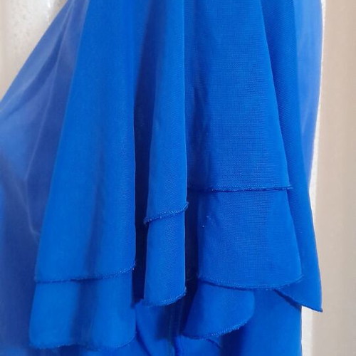 Blue dress with flutter sleeves and V-neck
