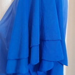 Blue dress with flutter sleeves and V-neck