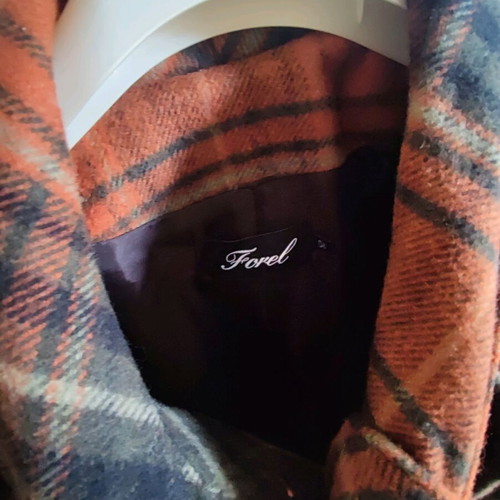 Forel checked jacket with integrated scarf like new, multicolor