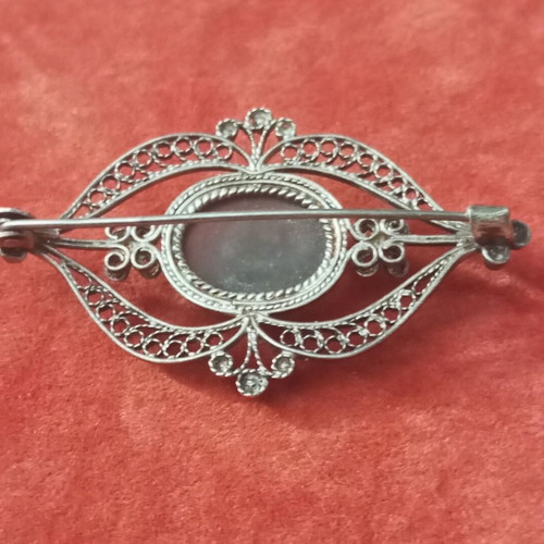 Silver pin 925 with smoky quartz like new