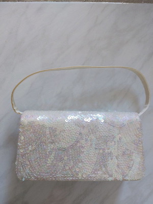 White sequin handbag new