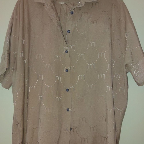Moutaki set shirt and wide-leg pants, brown and gold