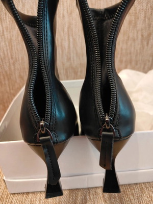 Ankle boots size 38 new, black nappa leather with matte shine