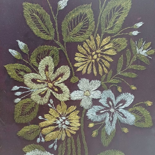 Set of two embroidered paintings used 26.5cm x 39cm