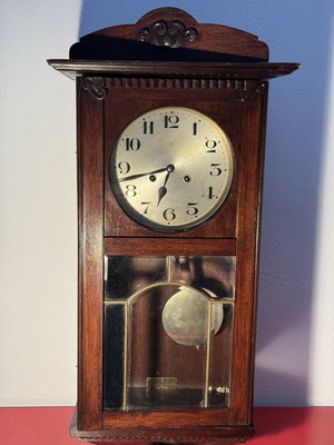 Junghans Wall Clock Analog used, 75 cm with key and weights