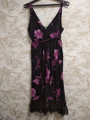 Women's midi dress, black and purple, size M, viscose
