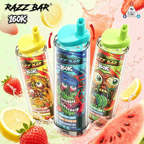 Razz Bar 160K 3in1 Disposable Vape New Model with 3 Flavors
